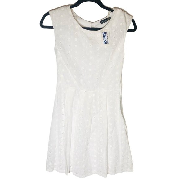 Ruby Rox sleeveless dress white pleated lace 2 layers size 5 new tags READ - Picture 1 of 10